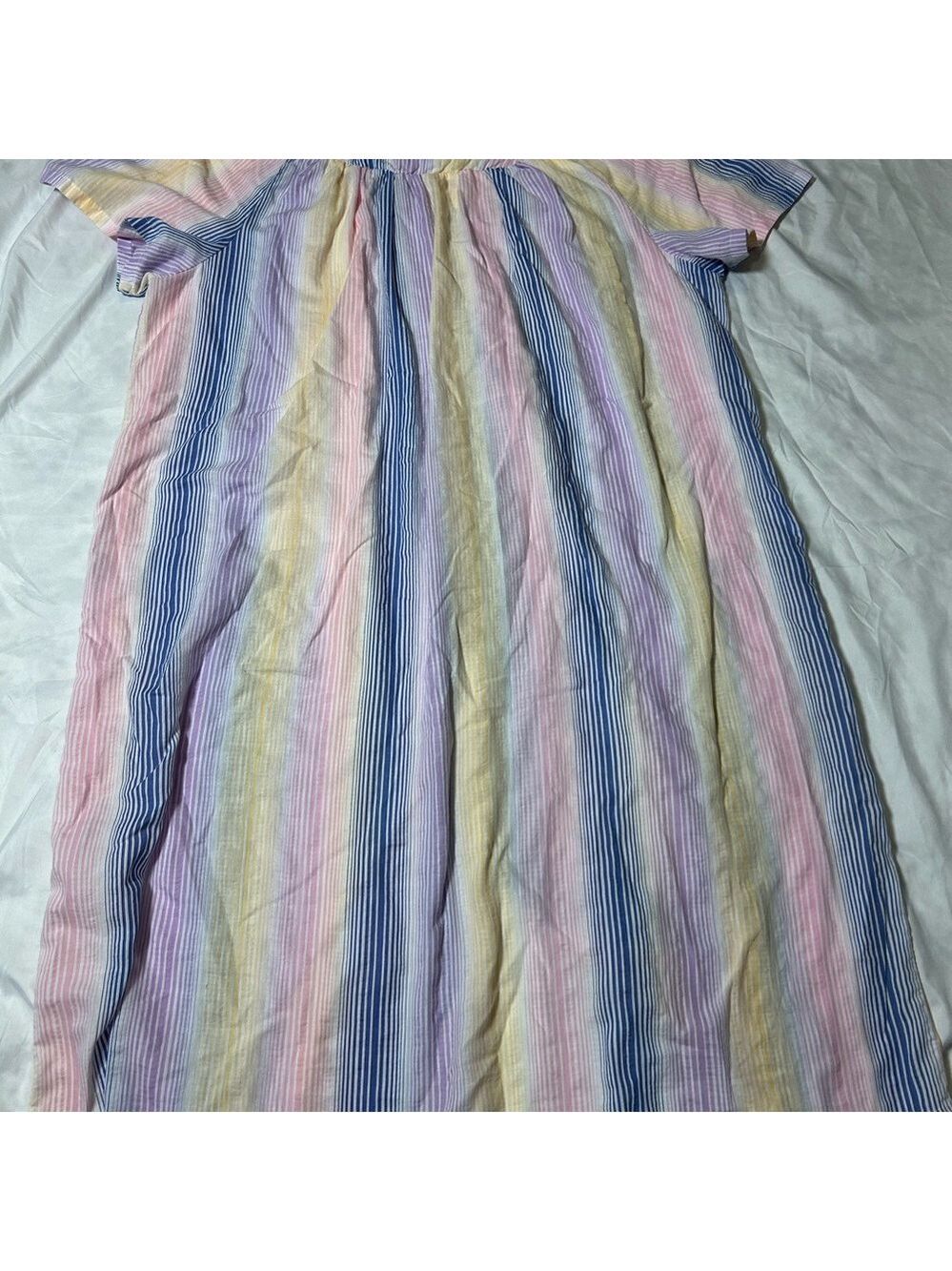 Elegant Emily Women's Snap Front Striped Duster Gown Sz 1X - Picture 7 of 7